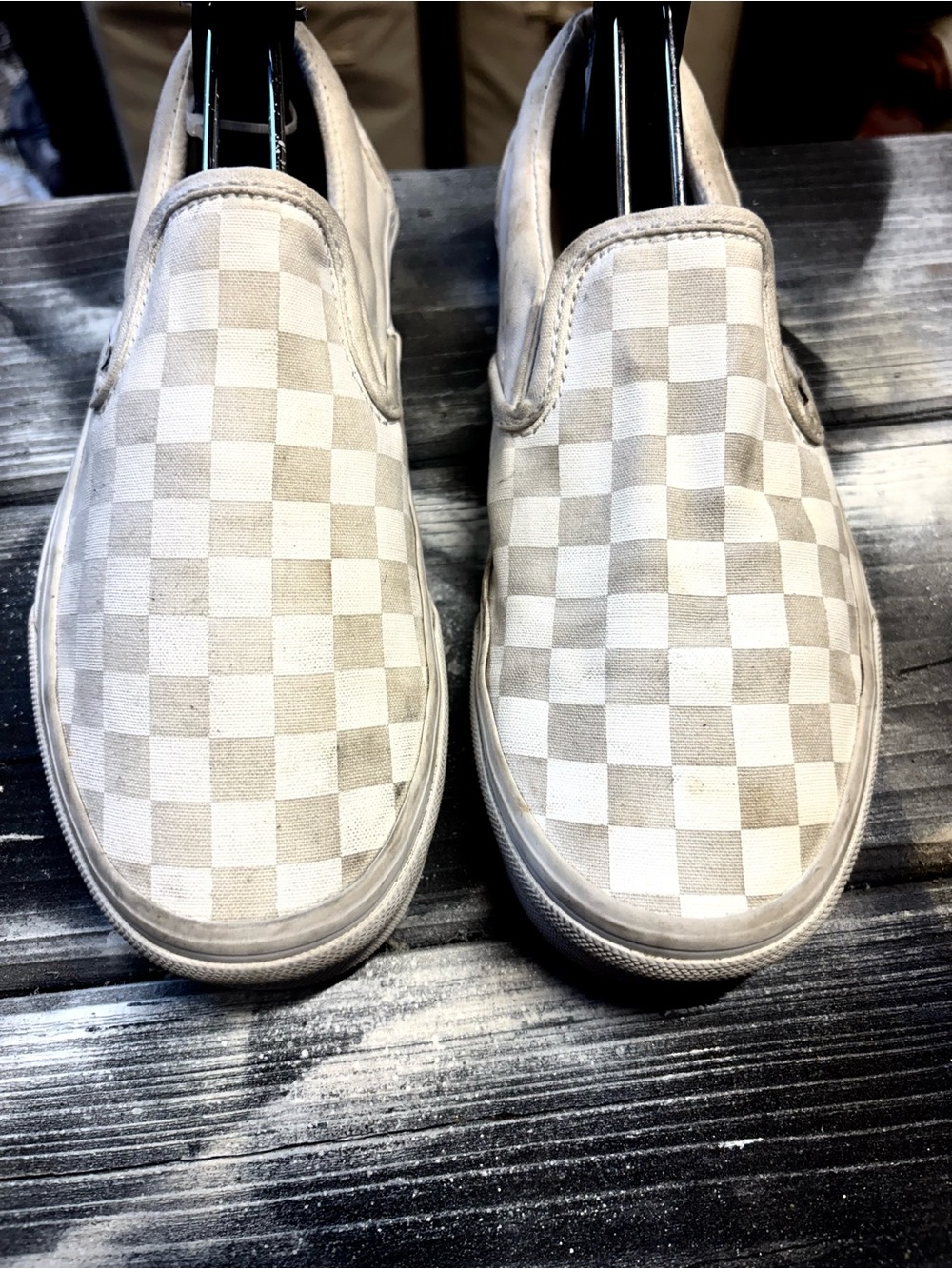 Vans white checkerboard slip-on sneakers Womens 7 good condition